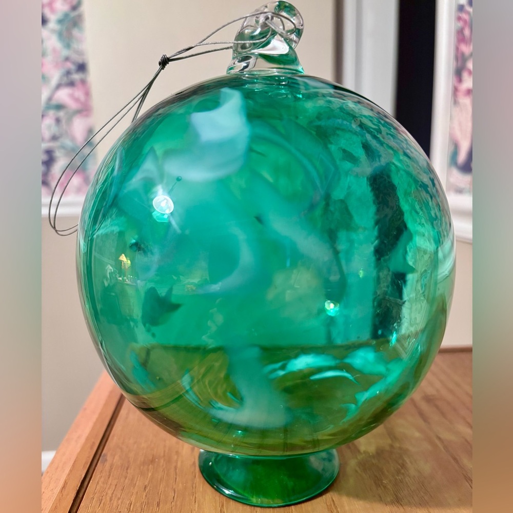 mid-century Italian handblown Murano amber glass caged pendant light.